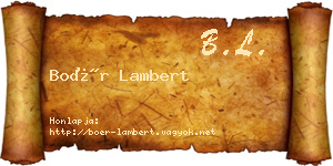 Boér Lambert névjegykártya